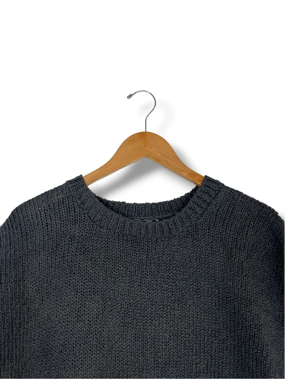 Eileen Fisher Peruvian Organic Cotton Crimp Sweater Grey L Quiet Luxury Slub